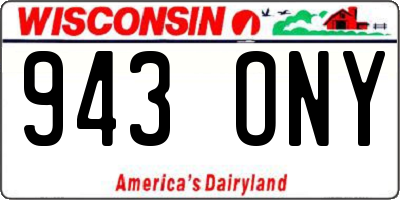 WI license plate 943ONY
