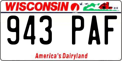 WI license plate 943PAF