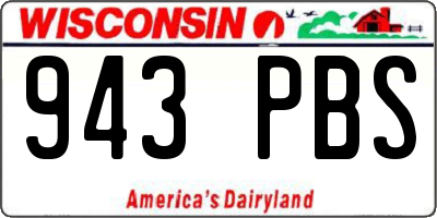 WI license plate 943PBS