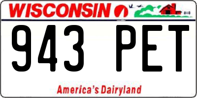 WI license plate 943PET