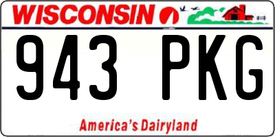 WI license plate 943PKG