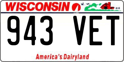 WI license plate 943VET