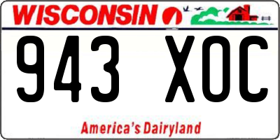 WI license plate 943XOC