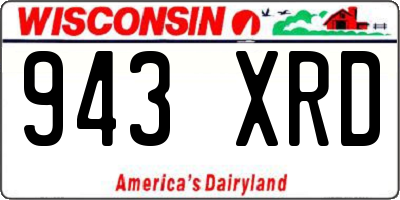 WI license plate 943XRD