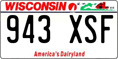WI license plate 943XSF