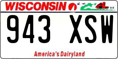 WI license plate 943XSW