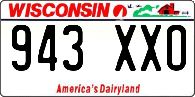 WI license plate 943XXO