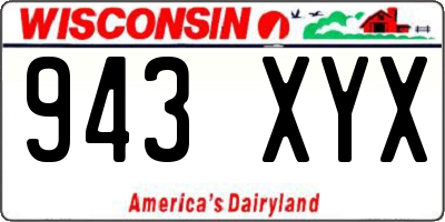 WI license plate 943XYX