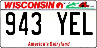 WI license plate 943YEL