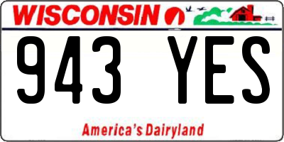 WI license plate 943YES