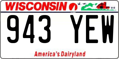 WI license plate 943YEW