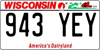 WI license plate 943YEY