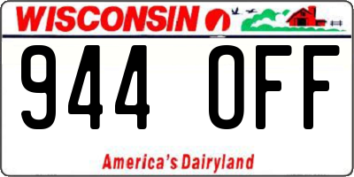 WI license plate 944OFF