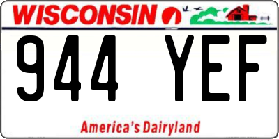 WI license plate 944YEF