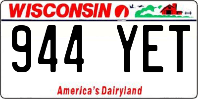 WI license plate 944YET