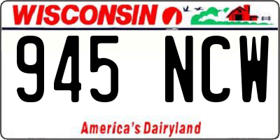 WI license plate 945NCW