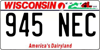 WI license plate 945NEC