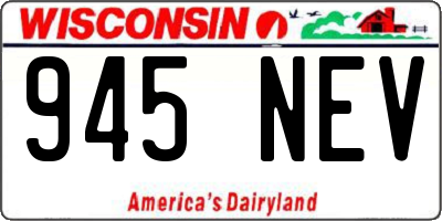 WI license plate 945NEV