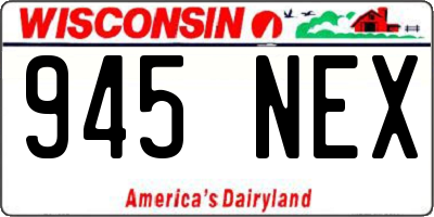 WI license plate 945NEX