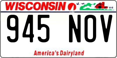 WI license plate 945NOV