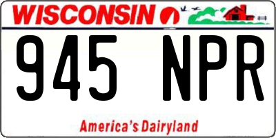 WI license plate 945NPR