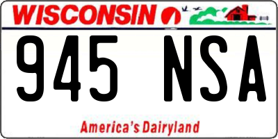 WI license plate 945NSA