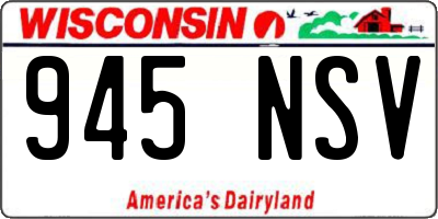 WI license plate 945NSV