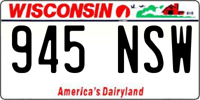 WI license plate 945NSW