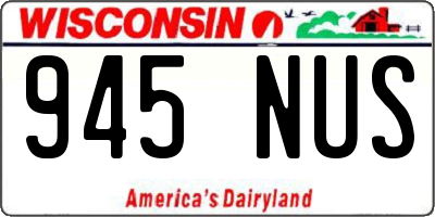 WI license plate 945NUS