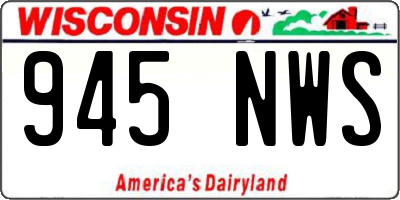 WI license plate 945NWS