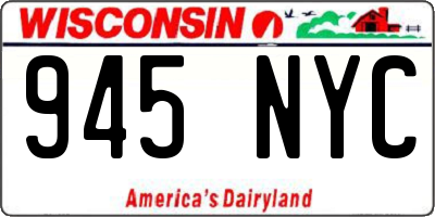 WI license plate 945NYC