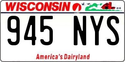 WI license plate 945NYS