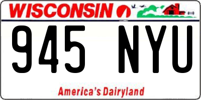 WI license plate 945NYU