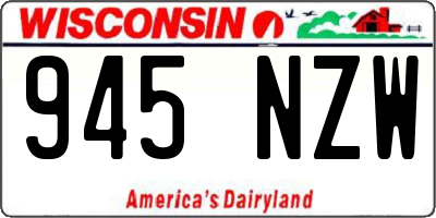 WI license plate 945NZW