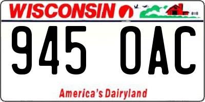 WI license plate 945OAC
