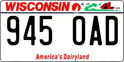 WI license plate 945OAD