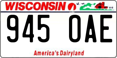 WI license plate 945OAE