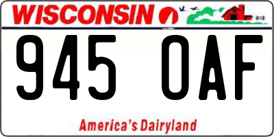 WI license plate 945OAF