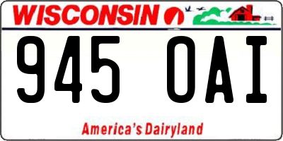 WI license plate 945OAI