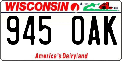WI license plate 945OAK