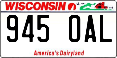 WI license plate 945OAL