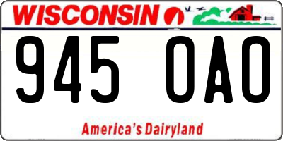 WI license plate 945OAO