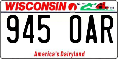 WI license plate 945OAR