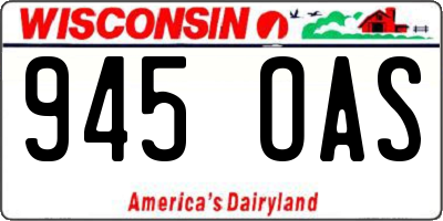 WI license plate 945OAS