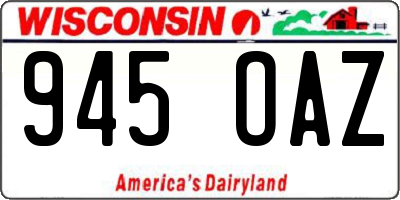 WI license plate 945OAZ