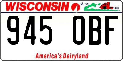 WI license plate 945OBF