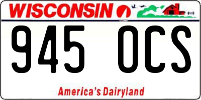 WI license plate 945OCS