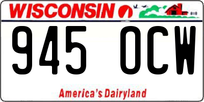 WI license plate 945OCW
