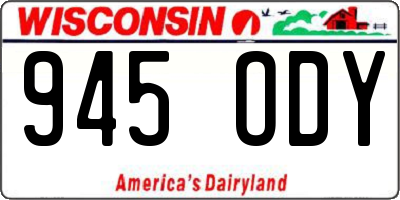 WI license plate 945ODY