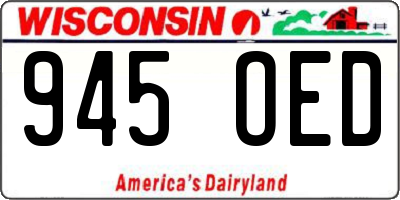 WI license plate 945OED